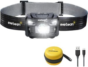 Everbeam H6 Pro LED Rechargeable Headlamp, Motion Sensor Control, 650 Lumen Bright 30 Hours Runtime 1200mAh Battery USB Headlight Flashlight, Camping Hiking Fishing Work Waterproof Torch