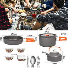 Load image into Gallery viewer, Camping Cookware Mess Kit Portable Outside Camping Cooking Set Lightweight Camping Pots and Pans Non-Stick Kettle Outdoor Camp Cook Set for Backpacking Outdoor Camping Hiking and Picnic
