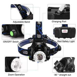 Red Light Headlamp, USB Rechargeable Headlamp, Zoomable Waterproof Red LED headlight with 3 Mode For Camping Hiking hunting Animal Protecting Beekeeping Detecting Astronomy Aviation Night Vision.