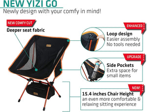 Camping Chair, TREKOLOGY YIZI GO Portable Camping Chair Lightweight, Hiking Chair, Camp Chair Outdoor Chair Beach Chair Folding Chair Camping Chairs for Adults Kids Picnic Chair Backpacking Compact