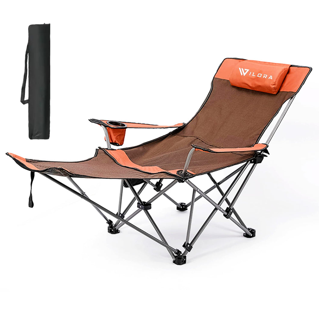 Wilora Camping Chair - Versatile Reclining, Detachable Footrest, Storage & Cup Holder - Perfect for Beach, Camping, Sports & More