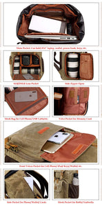 Camera Bag, Canvas SLR DSLR Camera Backpack Large Capacity Front Open Waterproof Anti-shock Camera Rucksack Camera Travel Bag Professional Camera Lens Organizer Gray