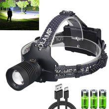 Load image into Gallery viewer, 【Super Bright 30000 High Lumens】Rechargeable Led Headlamp 6000mAh High Capacity,3 Modes Waterproof Work Headlight with Motion Sensor,Zoomable 90°Adjustable Head Torch for Camping, Hard Hat, Hunting
