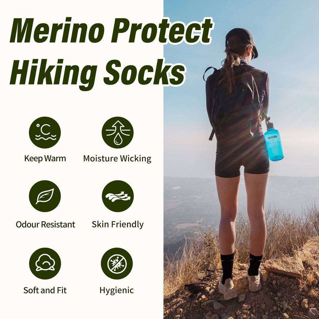 4 Pairs Organic Merino Wool Socks for Women Moisture Wicking Hiking Running Socks Everyday Thermal Crew Boot Cushion Socks
