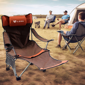 Wilora Camping Chair - Versatile Reclining, Detachable Footrest, Storage & Cup Holder - Perfect for Beach, Camping, Sports & More